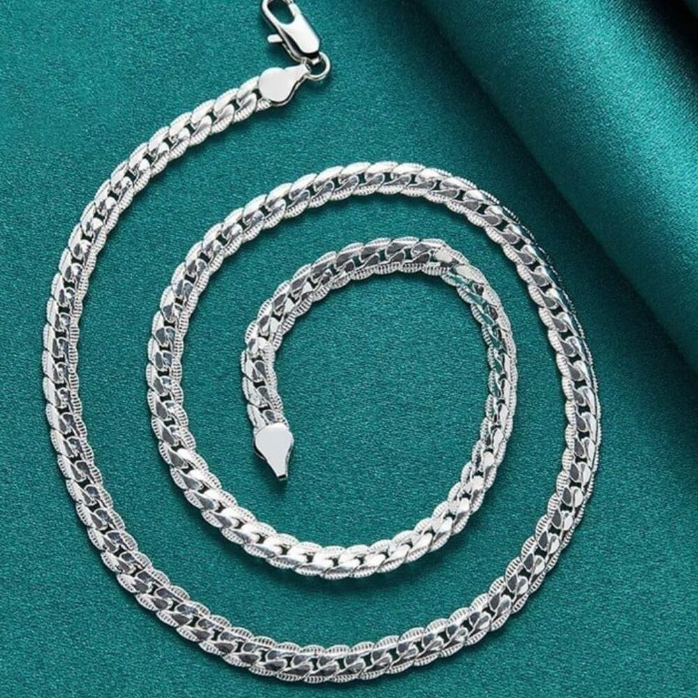 925 Chain Link Necklace Sterling Silver Cuban Snake Jewelry Birthday Christmas!!